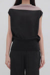 SWAYING 25 Early Spring Hanging Sleeve Colorblock Pullover SW-SW25PS1T03-HEIHUI Black and Gray SW25PS1T03
